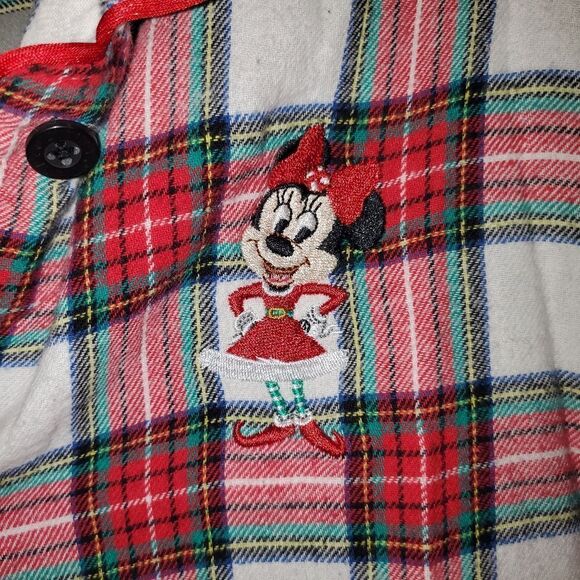 DISNEY PLAID CHRISTMAS HOLIDAY MINNIE PAJAMA DRESS WITH POCKETS SIZE LARGE - Picture 1 of 6